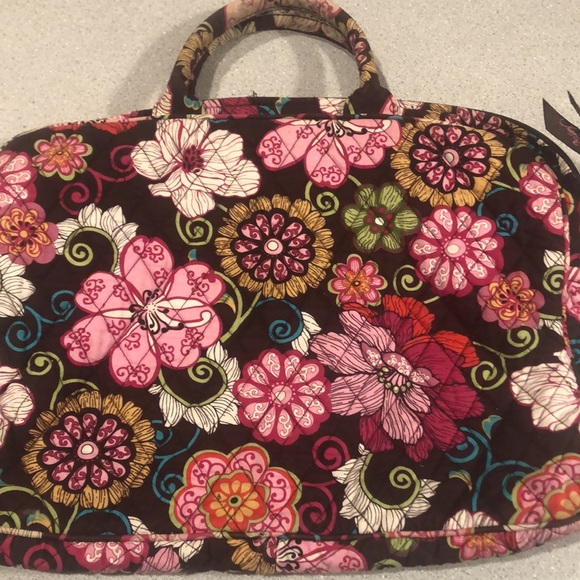 Vera Bradley Laptop/Multi Purpose Bag, Large & Front Pocket,Brown Floral - Picture 9 of 10